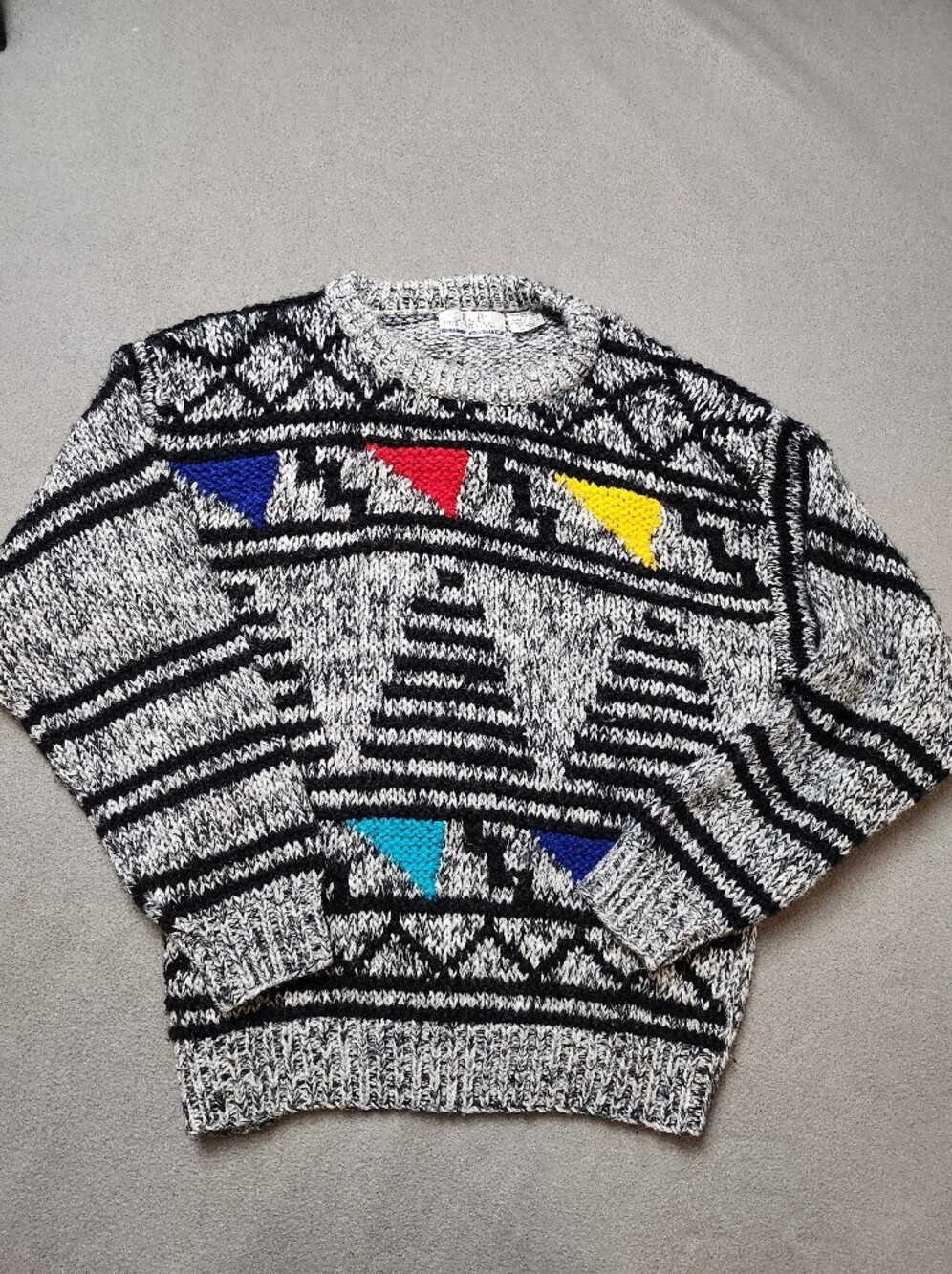 Vintage Club International Men's Geometric Knit Sweater Eclectic Grandpa Artsy - Picture 9 of 12